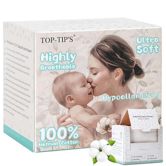 100% Pure Cotton Disposable Face Towel, Soft & Skin Friendly Face Towelettes Disposable for Sensitive Skin, Lint- free Makeup Remover Dry Wipes, Thick Facial Towels Disposable