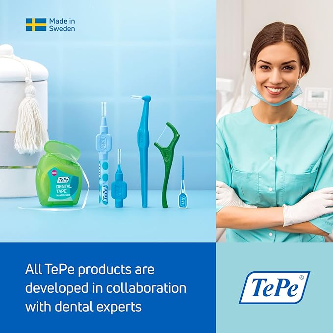 TePe Interdental Brush Original, Soft Dental Brush for Teeth Cleaning, Pack of 25, 1.5 mm, Extra-Large Gaps, Black, Size 8
