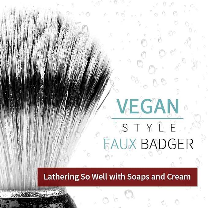 Anbbas Shaving Brush Synthetic Badger Hair with Stainless Steel Shaving Bowl,Black Acrylic Shaving Stand Holer for DE Razor Men Traditional Shave