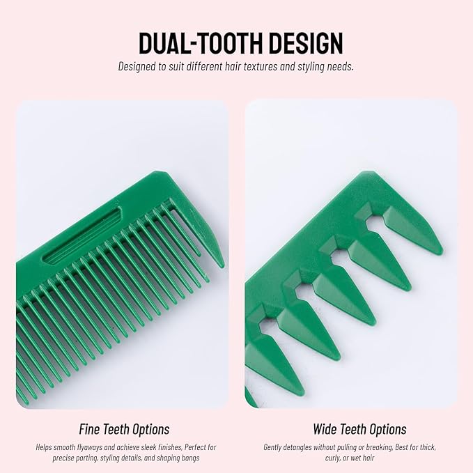 Protable Folding Hair Comb for Men, 2 in 1 Pocket Combs - Fine Tooth Comb, Styling for Everyday Grooming & Combing Hair, Beards and Mustaches (Green)