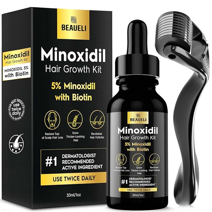 Minoxidil Beard Growth Kit For Men and Women, Hair Loss and Hair Regrowth Treatments, Minoxidil 5%, Black
