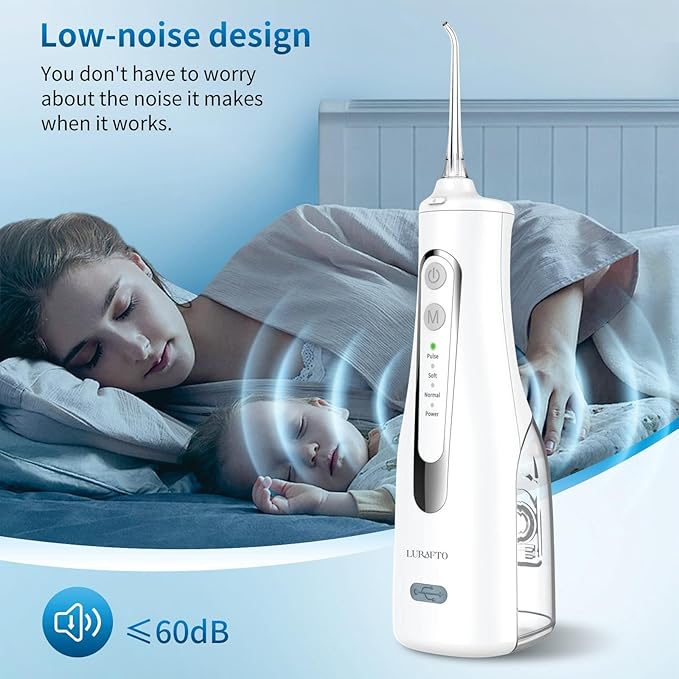 White Cordless Water Flosser for Teeth | Portable Oral Irrigator with 4 Modes | IPX7 Waterproof, Rechargeable, 300ml Water Tank for Everyday Oral Care & Travel