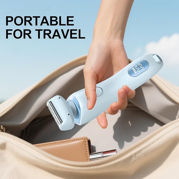 Electric Shaver for Women, 2 in 1 Wet & Dry Silk Glide Pro Shaver with 2 Removable Heads, Rechargeable Electric Trimmer for Bikini, Pubic Hair, Legs, Body, IPX7 Waterproof