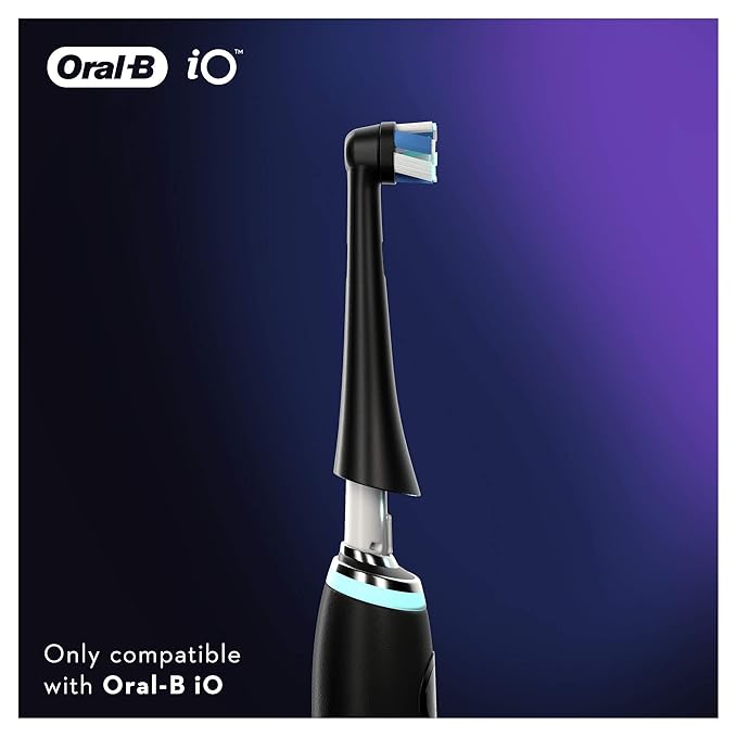 Oral-B iO Ultimate Clean Electric Toothbrush Head, Twisted & Angled Bristles for Deeper Plaque Removal, Pack of 4, Suitable for Mailbox, Black