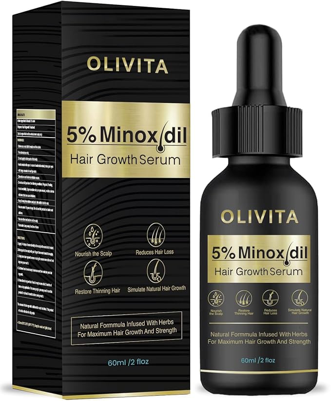 5% Minoxidil Hair Growth for Men and Women: Biotin Hair Growth Serum for Beard & Hair Loss, Thinning, and Faster Regrowth Treatment - 60ML