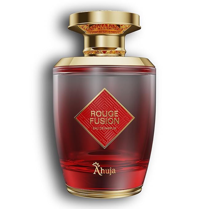 AHUJA Rouge Fusion Unisex Eau De Parfum (3.4 fl oz) — Long Lasting Cologne for Men & Women — Bold Citrus, Vanilla, Rose, Pine & Geranium Notes — Luxurious Gift Fragrance for All Occasions