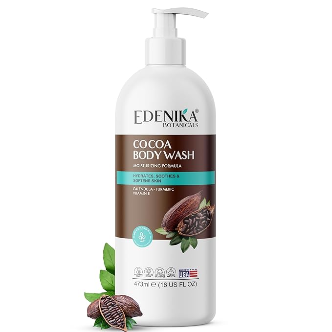 Cocoa Butter Body Wash, Cleanses, Hydrates & Nourishes, Deep Moisturizing Shower Gel for Dry and Sensitive Skin, Women & Men, Organic & Natural, 16 fl oz