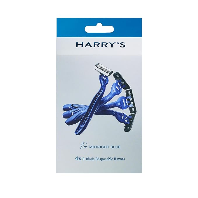 Harry's Men's Disposable Razors, 3-Blade Razors with Lubricating Strip and Pivoting Head, 4 Count