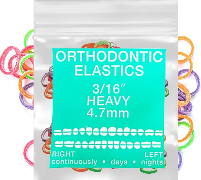 Neon Latex 100 counts Intraoral Elastic Bands Orthodontic Elastics Dental Rubber Bands Made in US Heavy 3/16'', Neon Latex
