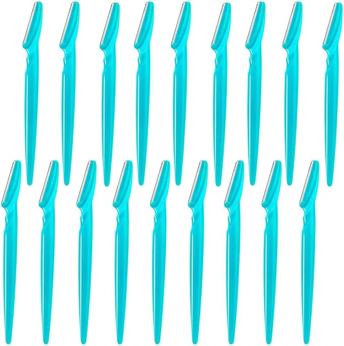 18Pcs Blue Eyebrow Razor Multipurpose Exfoliating Dermaplaning Tool Trimming and Shaving Grooming Face Razor and Eyebrow Shaper for Women