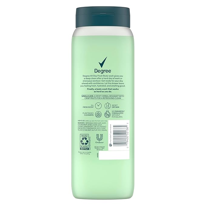 Degree All Day Fresh Body Wash Fresh Energy Deep Cleansing 20 FO