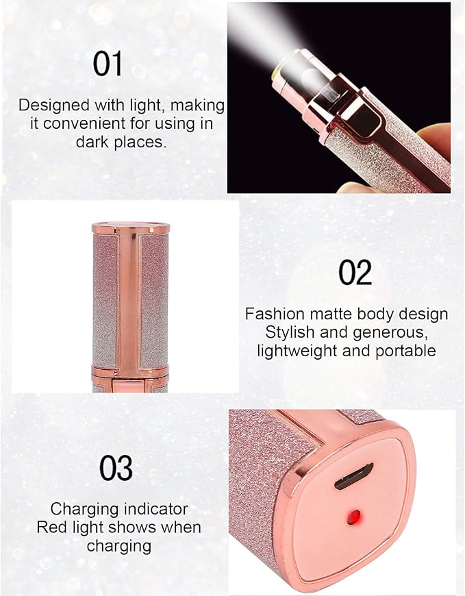 Eyebrow & Facial Hair Removal for Women, 2 in 1 Rechargeable Nose Hair & Eyebrow Trimmer, Portable Shaver with LED Light, Painless Hair Removal Device for Face Eyebrows Lips Chin Body Peach Fuzz