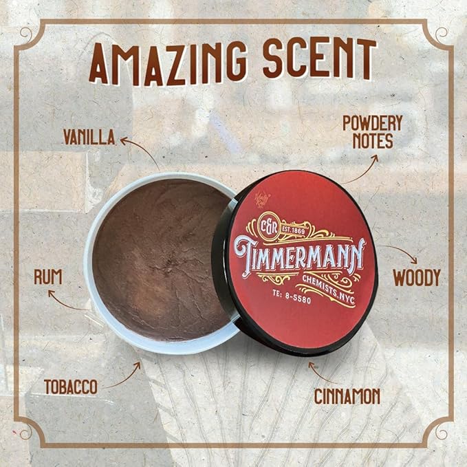 WhollyKaw Shaving Soap | Luxury Dense, Rich & Creamy Lather Tallow Wet Shave Puck Notes of Rum, Vanilla, Tobacco, Cinnamon, Woody, Powdery scent. | Grooming and Skincare for Men 4 oz - Timmermann Red