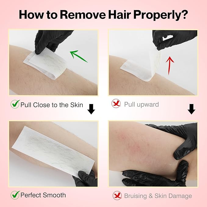 Roll on Wax Kit for Coarse & Thick Hair Removal Waxing Kit for Women & Men Professional Rose Soft Wax Roller Cartridge with Warmer & Strips