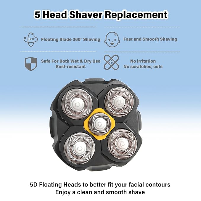 Replacement Heads Compatible with Microtouch Titanium Electric Head Shaver, Titanium Razor Replacement Blades For Micro touch Head Shaver, Hypoallergenic Hair Clippers Blades For Bald Men - 4 Pack