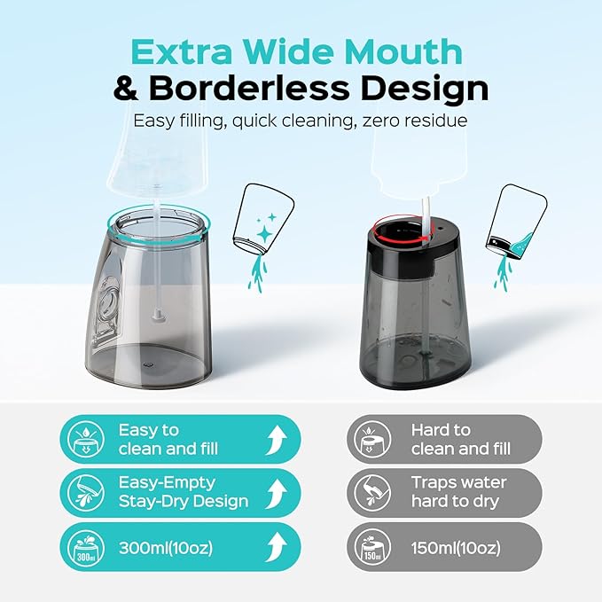 COSLUS C51 Portable Water Flosser for Teeth: 3 Modes & 6 Pressure Settings with Jet Mode Water Dental Pick for Orthodontic, Braces, Sensitive Gums, Compact for Travel, 300ML for Multiple Users, Black
