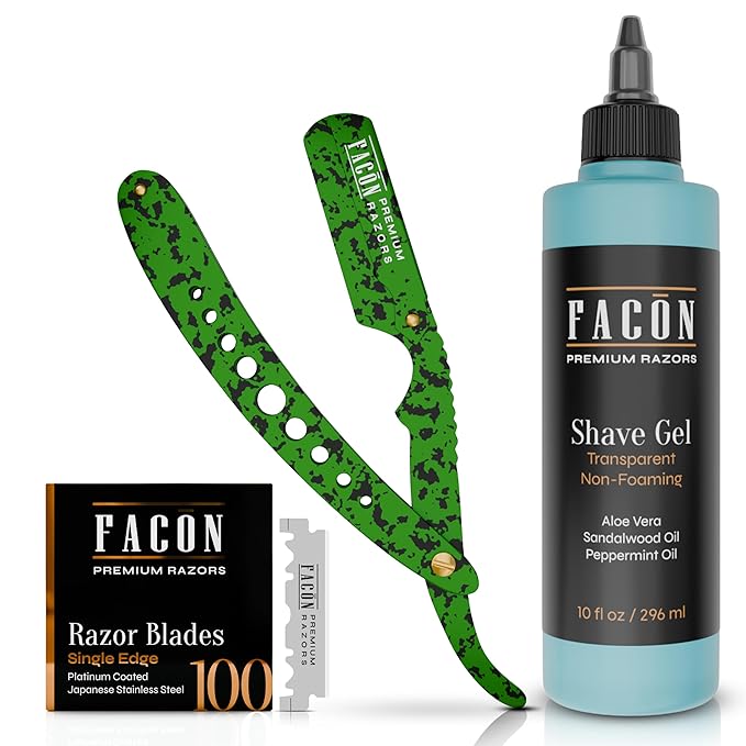 Facón Straight Razors for Men + Facón Transparent Shaving Gel for Men