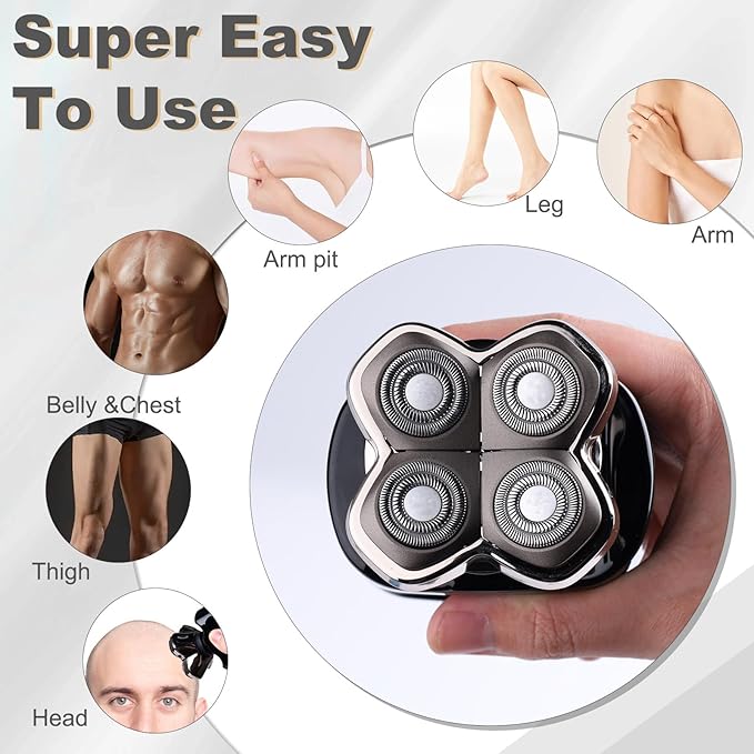 2Pack Pro 4 Shaver Replacement Heads Compatible with Skull Pitbulls Gold PRO, Silver PRO, Platinum PRO Head Shavers, Electric Shaver Half Head for Men/Women (2 PACK FOUTE)