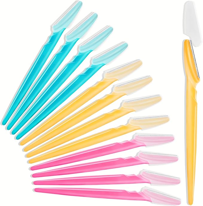 12 Pcs Eyebrow Razor Multipurpose Exfoliating Dermaplaning Tool for Face, Facial and Eyebrow Shaper with Protective Cover for Women Men Use