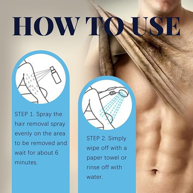 Hair Removal Spray Foam for Men – Gentle Depilatory Cream with Plant Extracts, Soothing Formula for Armpits, Chest, Back, Legs & Body – Safe for All Skin Types