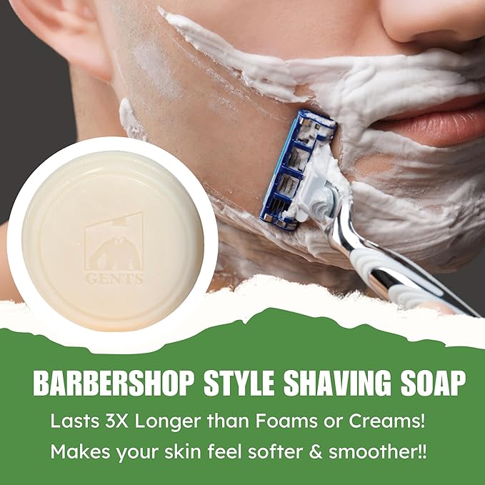 G.B.S Men's Cedar and Pine Shaving Soap with Shea Butter and Glycerin, Pack of 3 (3oz Each)