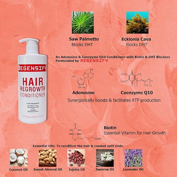 REGENSIFY Hair Regrowth Conditioner 500 ml (17 FL Oz) [Adenosine and Coenzyme Q10 Conditioner with Biotin & DHT Blockers]