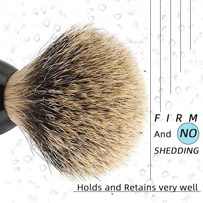 Grandslam Luxury Badger Shaving Brush Handmade Pure Badger Hair Brush with Black Resin Handle Heavy Alloy Base + Badger Bristle