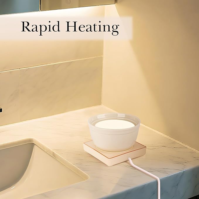 Linkidea Heated Shaving Soap Bowl for Men, Electric Shave Cream Warmer Maintains Warm Temperature, Wet Razor Shave Cream Bowl Accessories (Beige)