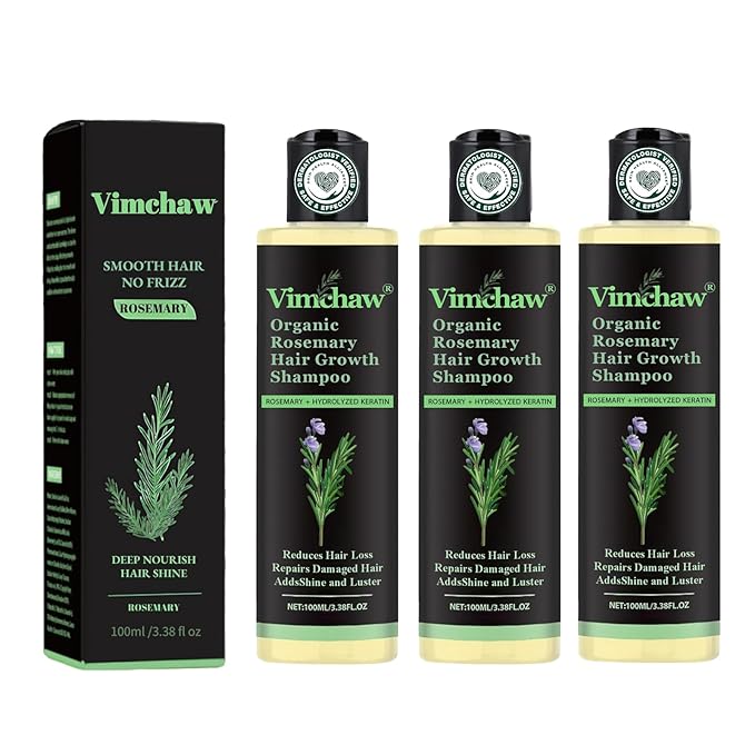 Rosemary Hair Growth Shampoo,Organic Natural Shampoo for Thinning hair & Hair Loss with Hydrolyzed Keratin,Unisex-3.4 fl.oz (Standard-3PS)