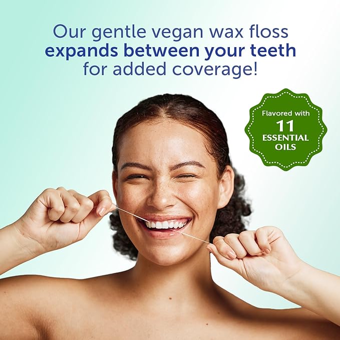 Eco-Dent GentleFloss Dental Floss, Waxed, Mint - Floss with Vegan Plant-Based Wax, Recyclable Cardboard Packaging, 100 Yds Ea (Pack of 6)