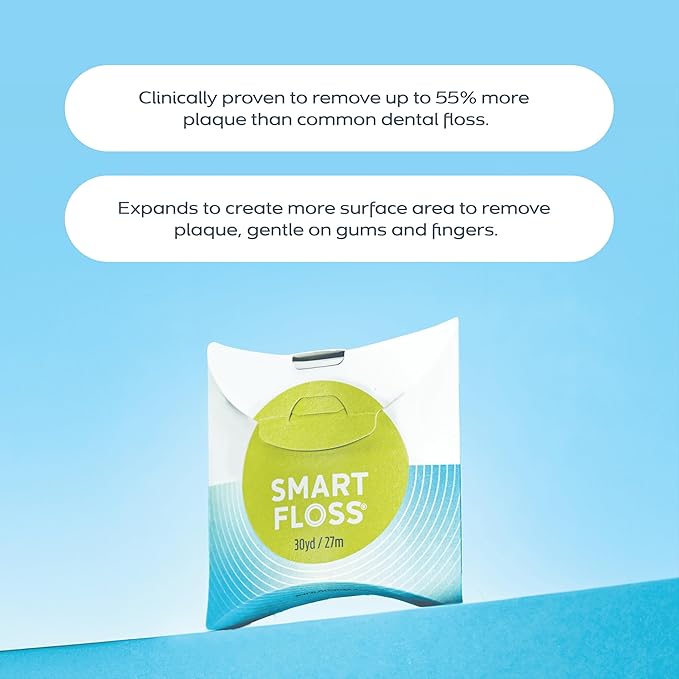 DrTung's Smart Floss - Natural Dental Floss, PTFE & PFAS Free, Gentle on Gums, Expands & Stretches, BPA Free - Cardamom Flavor (Pack of 3)