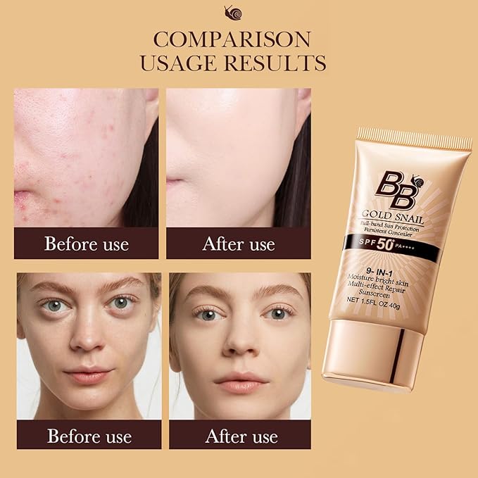 Generic Korean BB Cream with SPF 50, 9 in 1 BB Cream Sunscreen SPF 50 Korean Waterproof Sweatproof, Foundation Full Coverage Tinted Moisturizer, Facial Concealer for Oily Skin, Dry Skin (2Pcs 01#)