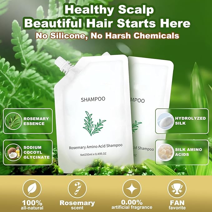 Rosemary Amino Acid Shampoo，Hair Regrowth Shampoo for Women and Men Hair Loss，Reduce Frizz, Strengthen Hair Roots, Cleanse and Nourish the Scalp，8.92 Fl OZ （250ml）