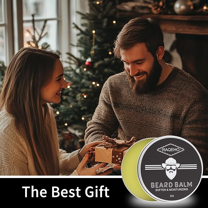 2oz Beard Balm for Men - Mustache Wax Mens Beard Leave In Conditioner Butter Wax Cream Softener Shea Moisturizer Grooming Styling Dandruff Treatment Maintenance Gifts Care Products(Sandalwood)