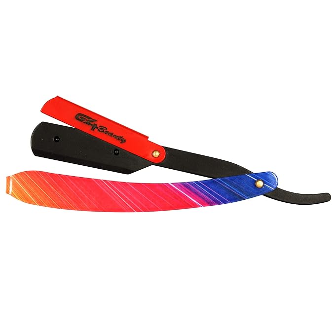 G4 Stainless Steel Straight Edge Barber Shaving Razor Blade for Close Shaving Men Replaceable Blades (Rainbow)