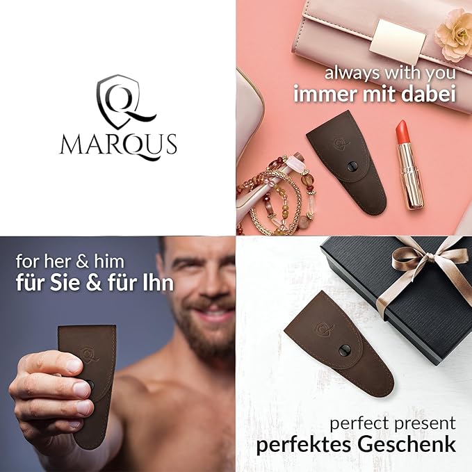 marQus Anti-Slip Curved Manicure Scissors - Precision German Steel - Micro-Serrated Blades to Prevent Slipping - Includes Premium Storage Case