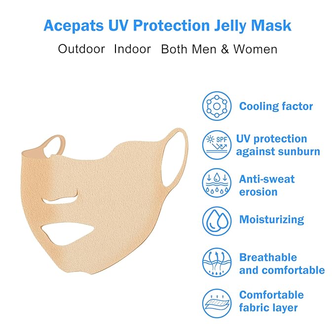 Golf Sunscreen Patch, UV Protection Mask for Face Care, Hydrating Gel Cool Face Mask Lifting Collagen Mask Sun Protection UV Stickers Suitable for Climbing Cycling Outdoor Activities (5-Piece)