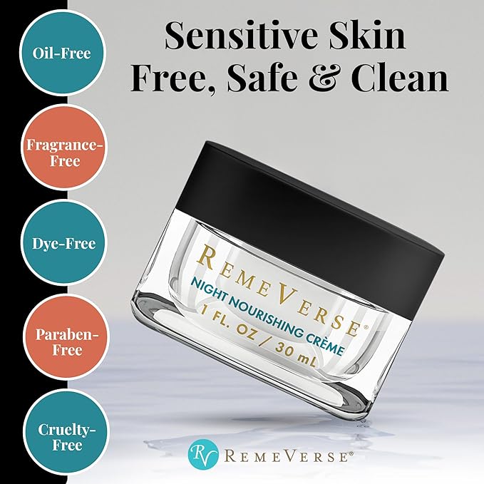 RemeVerse Night Nourishing Crème - Skin-Renewing Face Moisturizer for Women & Men, Hydrating Formula with Hyaluronic Acid, Peptides, Collagen & Glycerin for All Skin Types - Nourishing Facial Cream