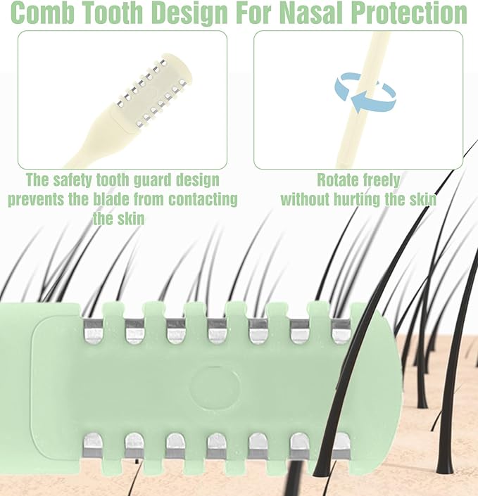 5Pcs Nose Hair Trimmer, Manual Nasal Hair Cutter for Women & Men 360 Degree Nostril-Hair Remover Clippers, Portable & Easy to Clean