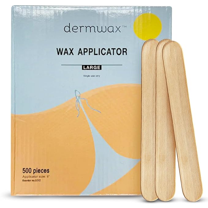 Large Wax Applicator – Durable, Premium Birchwood Wax Sticks for Smooth, Even Application – Hygienic, Disposable Waxing Sticks for Professional or Personal Use – 6" x 3/4", Box of 500