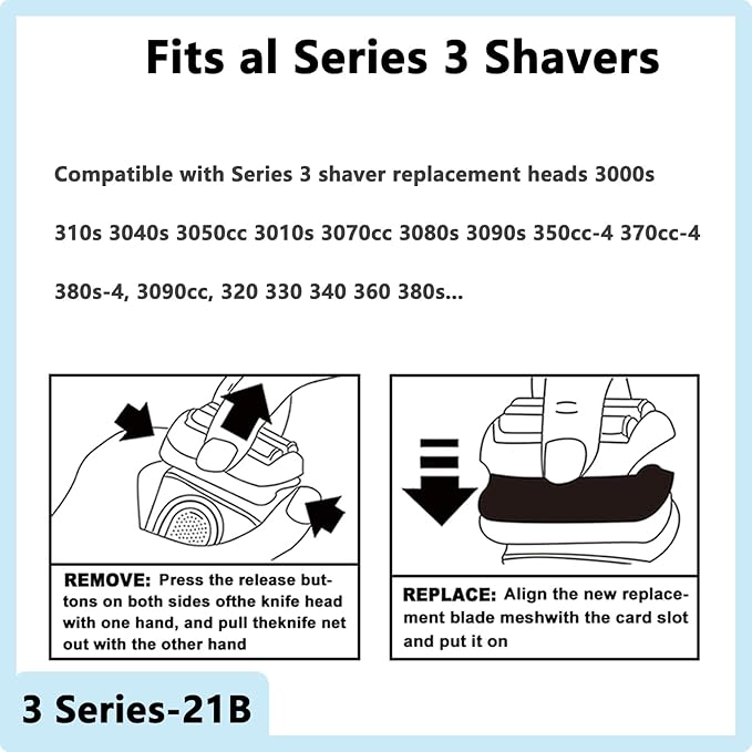 [1 Pack]21B S3 Wet and Dry Replacement Head for All Series 3 Electric Shavers Models,Compatible with Series 3 Replacement Head 5409 3040s 300s 310s 3080s Etc