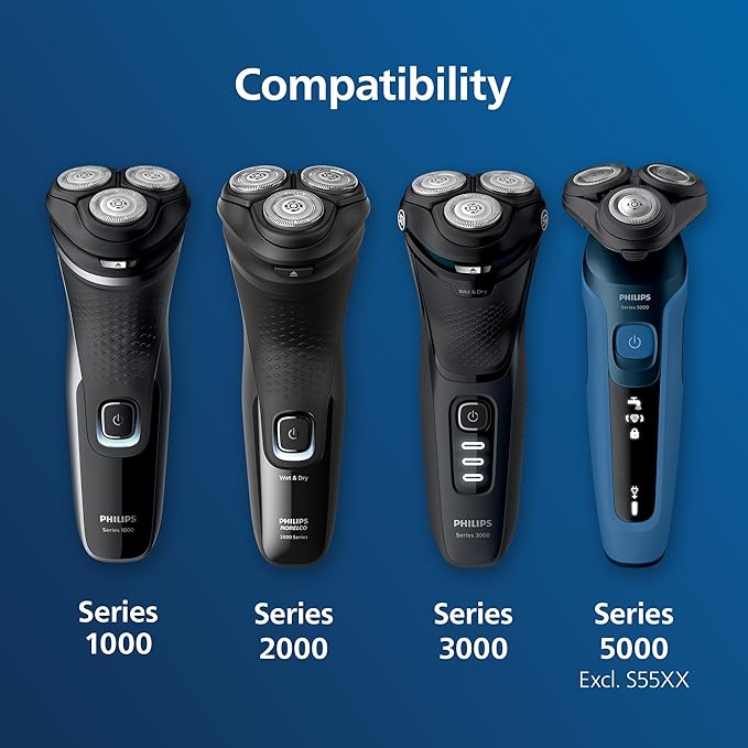 Philips Norelco SH30/52 Genuine Shaving Heads, Compatible with Philips Shavers Series 1000, 2000, 3000 and 5000, Powerful Performance, Self-Sharpening, 3 Pieces, Model SH30/52