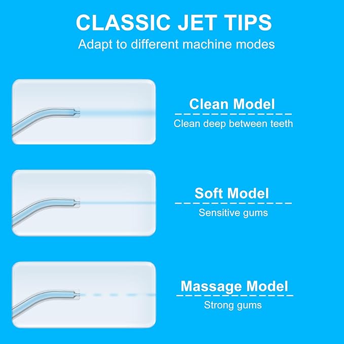 Replacement Heads for COSLUS Water Dental Flosser, Water Flosser Replacement Tips Only Compatible COSLUS C20 (F5020E), E40 (WFP14), C31 (F5023), C50, and C51 Water Flosser（Blue）