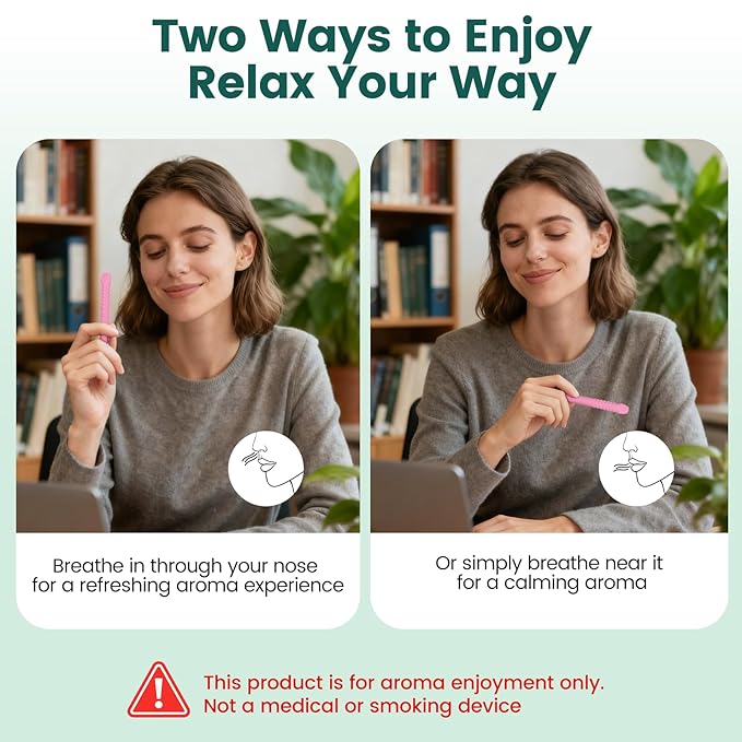 Chewable Silicone Aroma Sticks with Essential Oils for Stress Relief & Fresh Breath, Improving Pen Biting & Smoking Habits.(Pink)