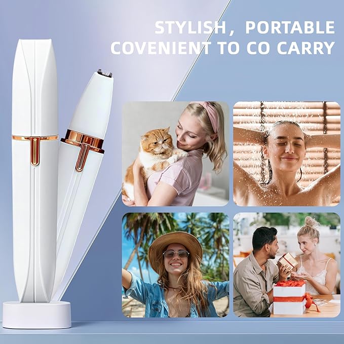 4-in-1 Facial Hair Trimmer for Women & Men - Eyebrow, Nose, Lips & Bikini Line Hair Removal, Rechargeable & Waterproof Personal Shaver, Painless & Portable for Travel Home Use