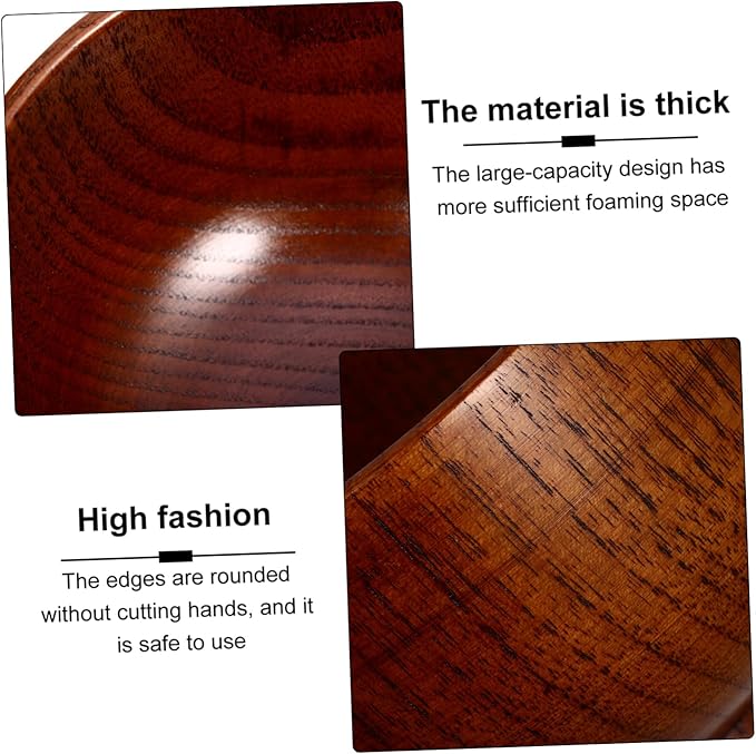 GARVALON Wooden Shaving Soap Bowl Mug for Men Thick Polished Wood Shave Soap Container Easy to Clean Stylish Beard Lather Cup for Smooth Wet Shaving