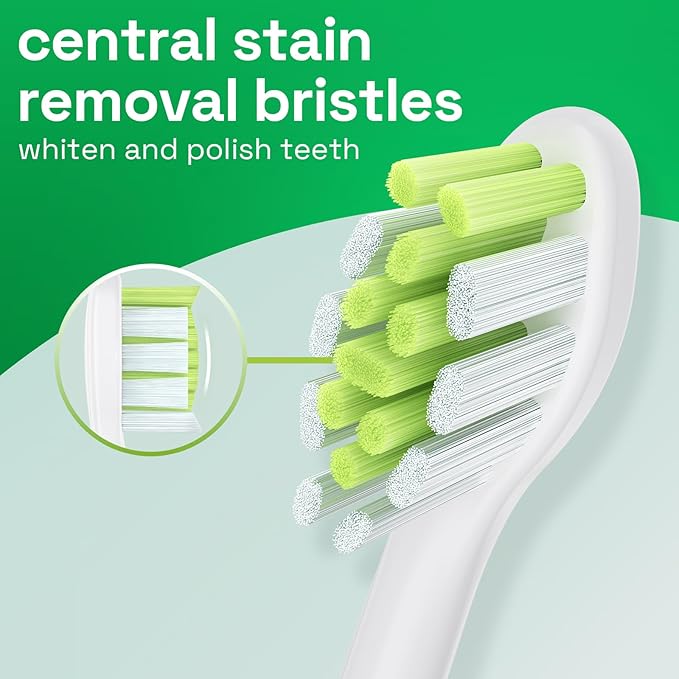 Brushmo Diamond-Shape Whitening Replacement Toothbrush Heads, Compatible with Philips Sonicare Click-on Electric Toothbrush Handles, 8 Standard Heads, Medium Firm Dupont Bristles, BM668, White