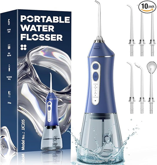 Water Picks for Teeth Cleaning and flossing, 5 Modes Rechargeable Cordless Oral Irrigator 320ml Water Tank Teeth Cleaner, IPX7 Waterproof Portable Electric Dental Flossers for Home and Travel,Blue