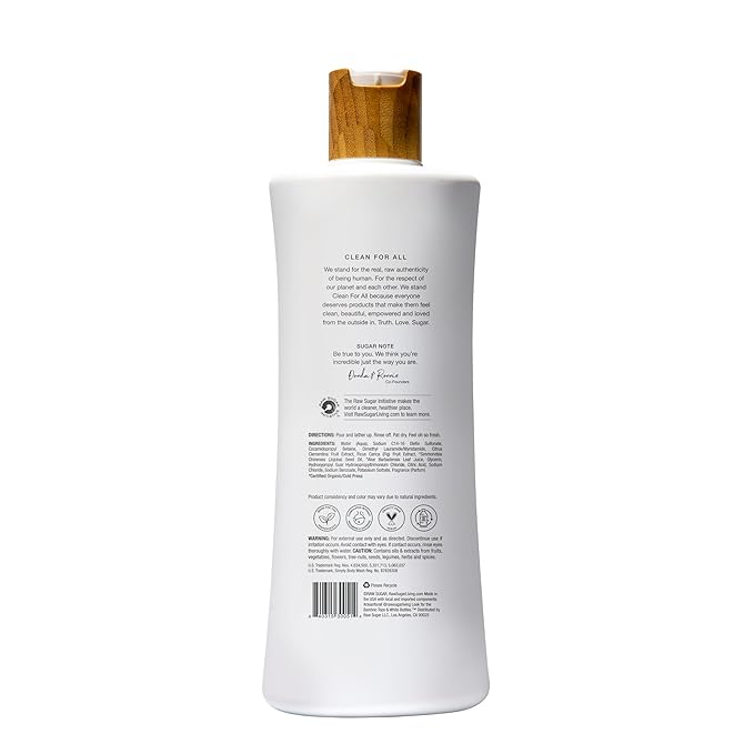 RAW SUGAR Simply Body Wash - Clementine + Fig, Moisturizing & Soothing Bath & Shower Gel, Sulfate-Free, Paraben-Free & Vegan (25 Fl Oz, Pack of 1)
