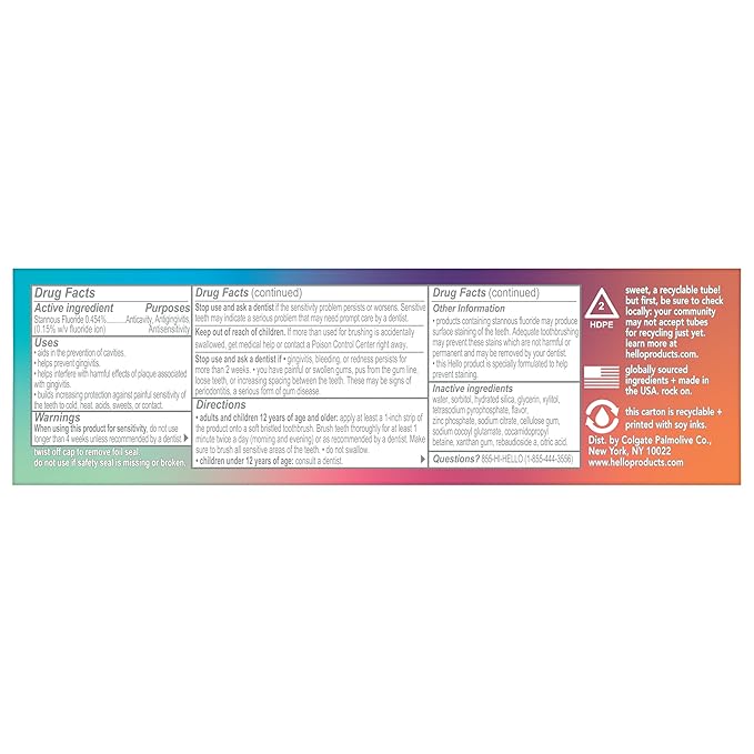 hello 8 in 1 Mighty Multi-Tasker Fluoride Toothpaste Pack, SLS Free Toothpaste with Fluoride, Antigingivitis and Antisensitivity, Strengthens Enamel and Whitens, Natural Mint Blend, 2 Ct, 4.0 Oz Tubes